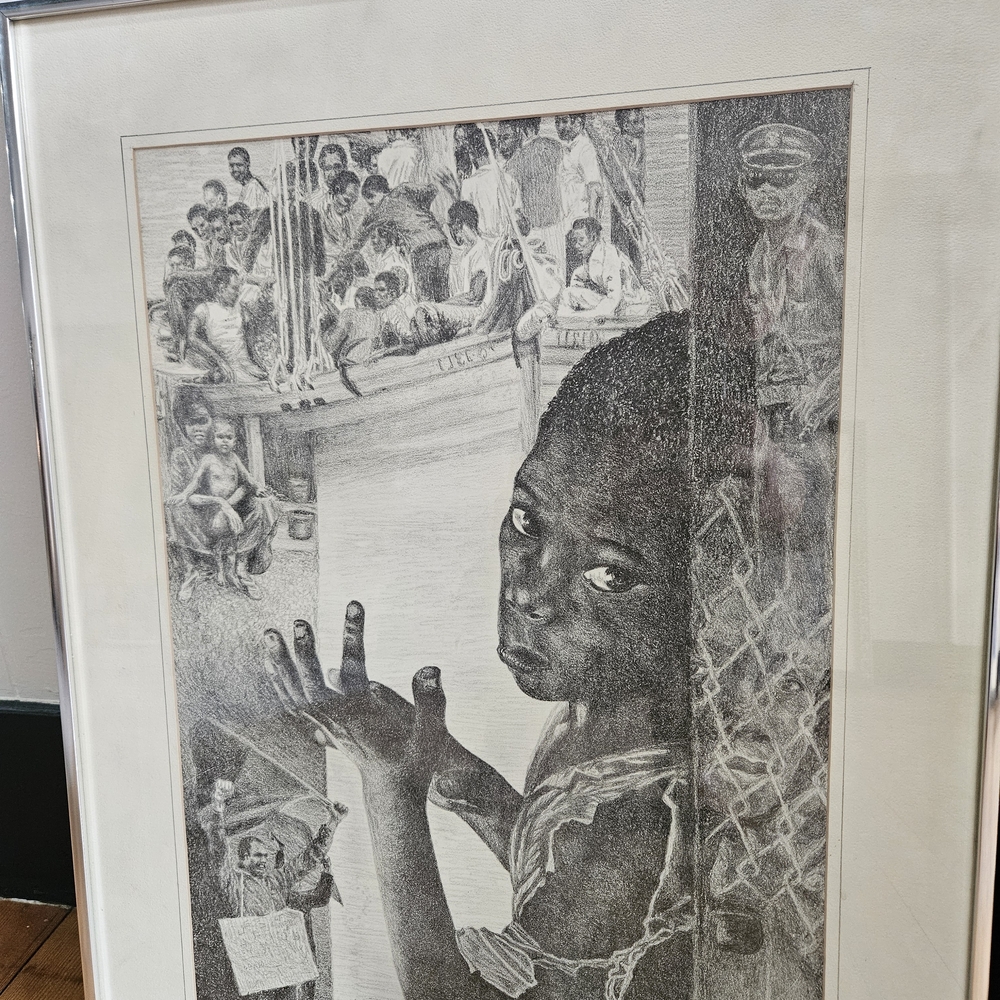RARE Stone Lithograph, #5 Of 9 Black and White Framed Art - Signed By Artist